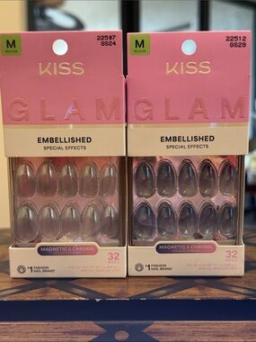 Kiss Glam (2) Embellished Magnetic Chrome Press-On Nails
